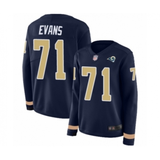 Women's Los Angeles Rams #71 Bobby Evans Limited Navy Blue Therma Long Sleeve Football Jersey - Ujersey