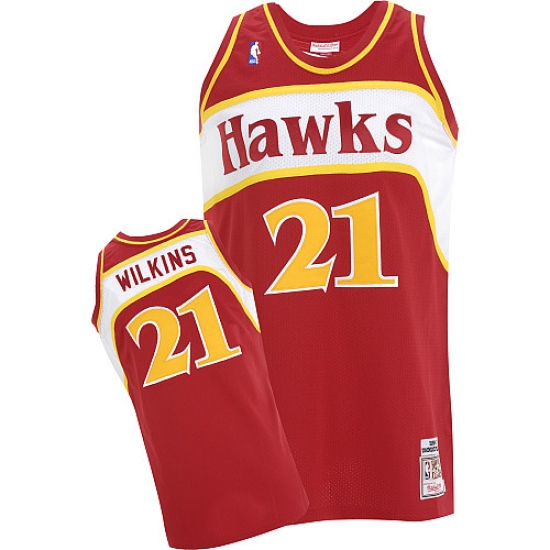 Men's Adidas Atlanta Hawks #21 Dominique Wilkins Swingman Red Throwback NBA Jersey - Ujersey