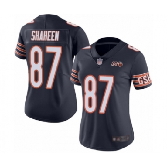 Women's Chicago Bears #87 Adam Shaheen Navy Blue Team Color 100th Season Limited Football Jersey - Ujersey