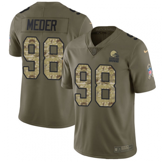 Men's Nike Cleveland Browns #98 Jamie Meder Limited Olive/Camo 2017 Salute to Service NFL Jersey - Ujersey