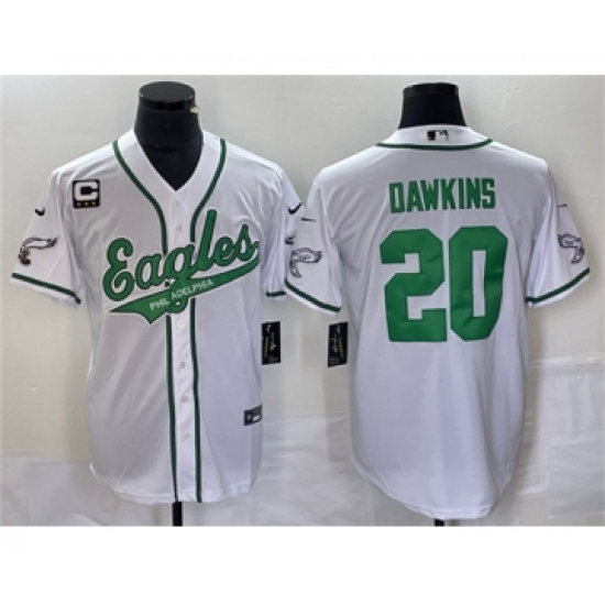 Men's Nike Philadelphia Eagles #20 Brian Dawkins White C Cool Base Baseball Stitched Jersey - Ujersey