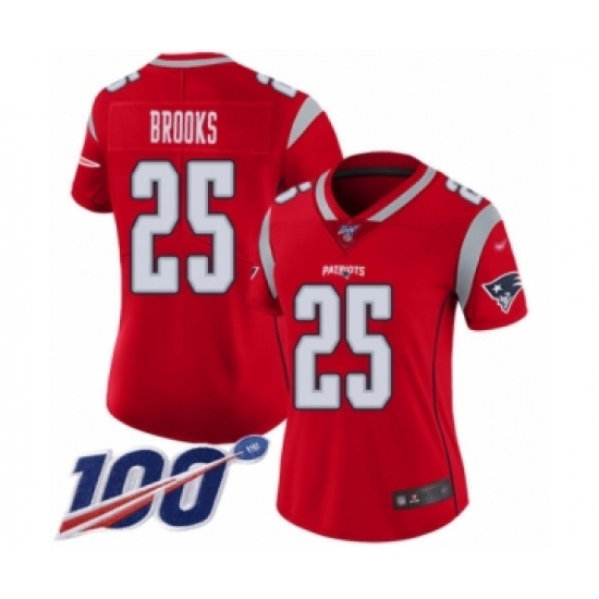 Women's New England Patriots #25 Terrence Brooks Limited Red Inverted Legend 100th Season Football Jersey - Ujersey