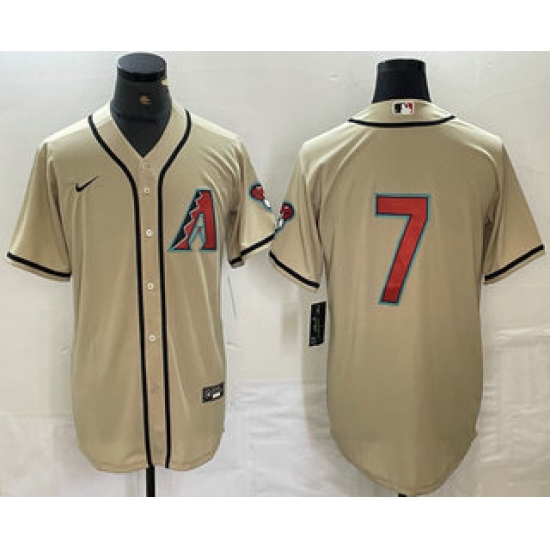 Men's Arizona Diamondbacks #7 Corbin Carroll Cream 2024 Stitched Cool Base Nike Jersey - Ujersey