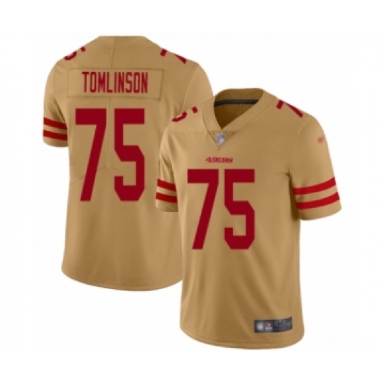 Men's San Francisco 49ers #75 Laken Tomlinson Limited Gold Inverted Legend Football Jersey - Ujersey