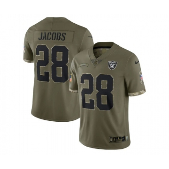 Men's Las Vegas Raiders #28 Josh Jacobs 2022 Olive Salute To Service Limited Stitched Jersey - Ujersey