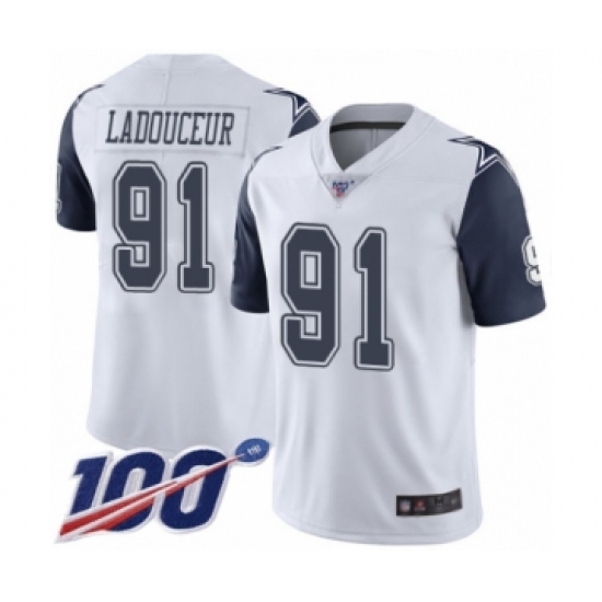 Youth Dallas Cowboys #91 L. P. Ladouceur Limited White Rush Vapor Untouchable 100th Season Football Jersey - Ujersey