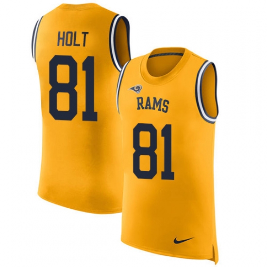 Men's Nike Los Angeles Rams #81 Torry Holt Limited Gold Rush Player Name & Number Tank Top NFL Jersey - Ujersey