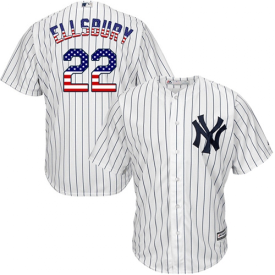 Men's Majestic New York Yankees #22 Jacoby Ellsbury Replica White USA Flag Fashion MLB Jersey - Ujersey