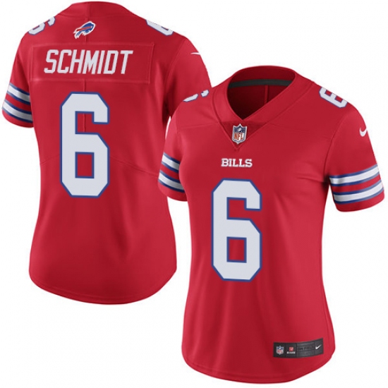 Women's Nike Buffalo Bills #6 Colton Schmidt Limited Red Rush Vapor Untouchable NFL Jersey - Ujersey