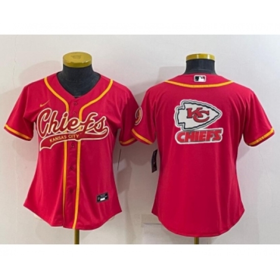 Women's Kansas City Chiefs Red Team Big Logo With Patch Cool Base Stitched Baseball Jersey - Ujersey