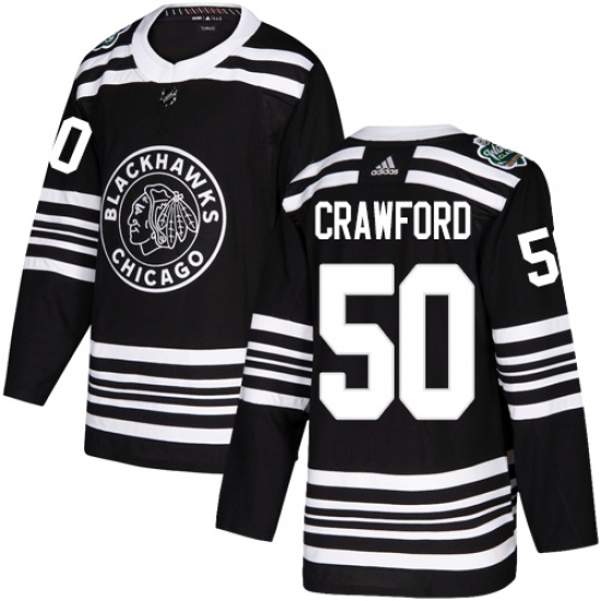 Men's Adidas Chicago Blackhawks #50 Corey Crawford Authentic Black 2019 Winter Classic NHL Jersey - Ujersey