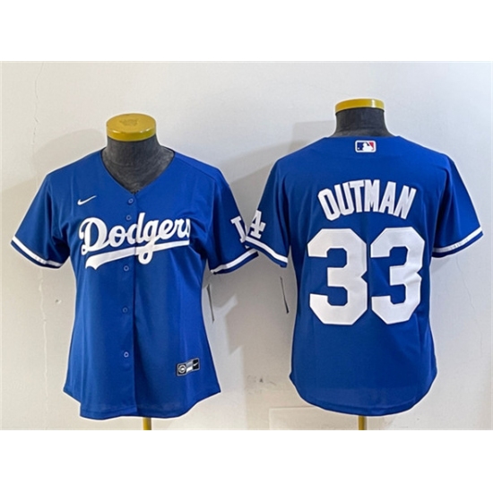 Women's Los Angeles Dodgers #33 James Outman Royal Cool Base Stitched Baseball Jersey(Run Small) - Ujersey