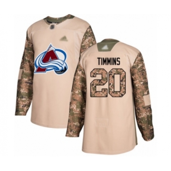 Youth Colorado Avalanche #20 Conor Timmins Authentic Camo Veterans Day Practice Hockey Jersey - Ujersey
