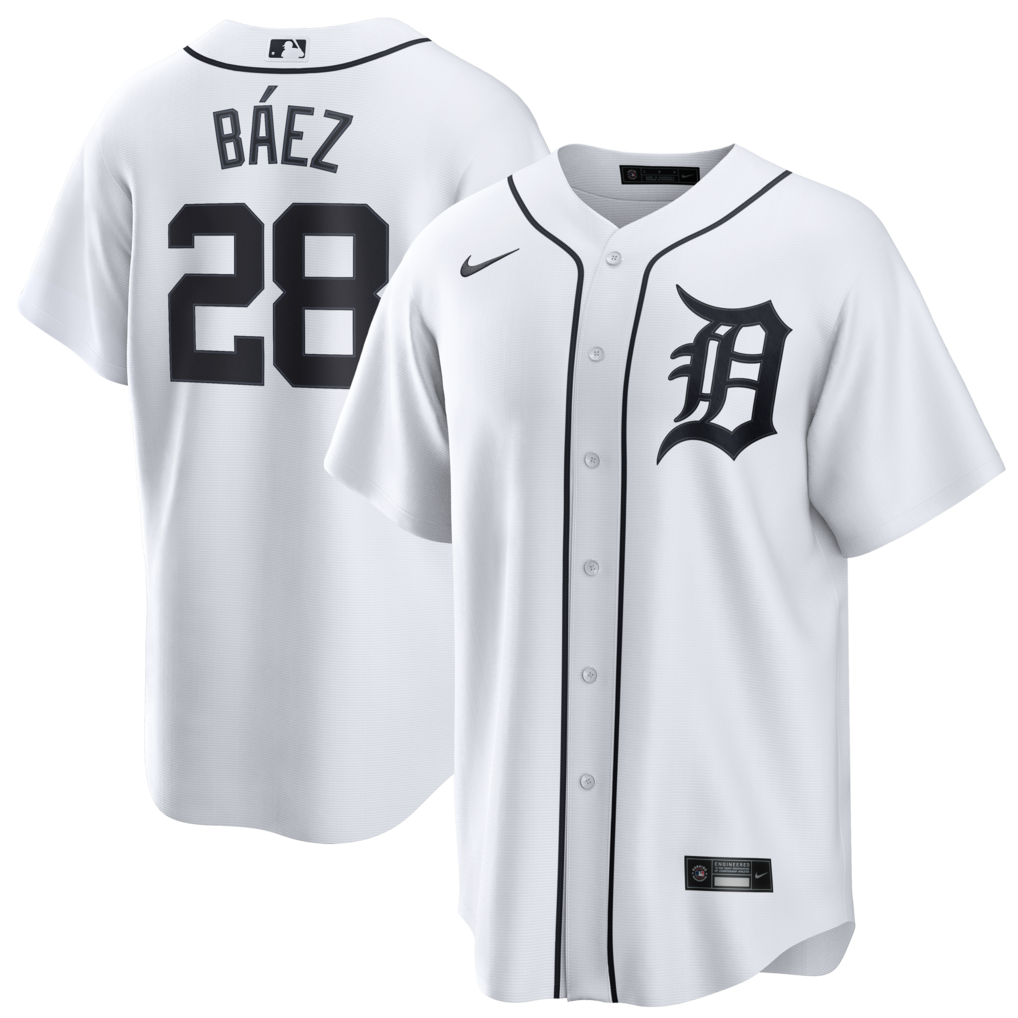 Men's  Detroit Tigers Javier Báez Nike White Home Replica Jersey - ujerseystore