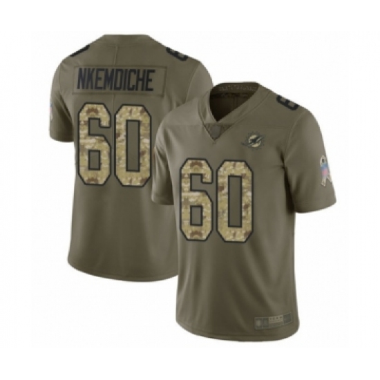 Men's Miami Dolphins #60 Robert Nkemdiche Limited Olive Camo 2017 Salute to Service Football Jersey - Ujersey