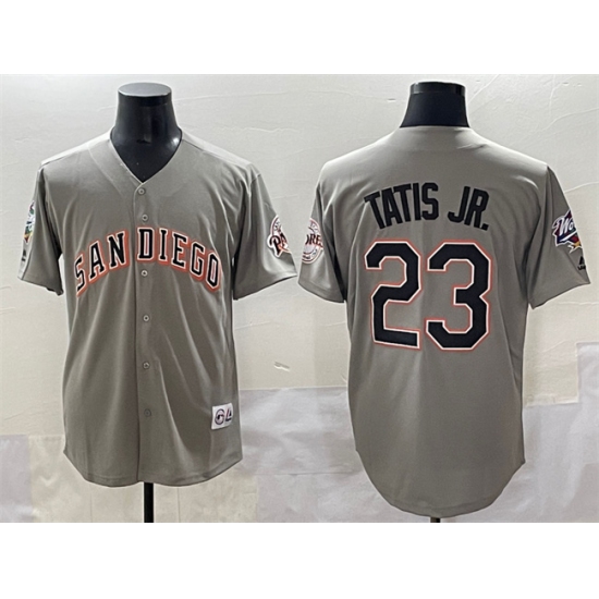 Men's San Diego Padres #23 Fernando Tatis Jr. Gray Fashion Throwback With Cool Base Stitched Jersey - Ujersey
