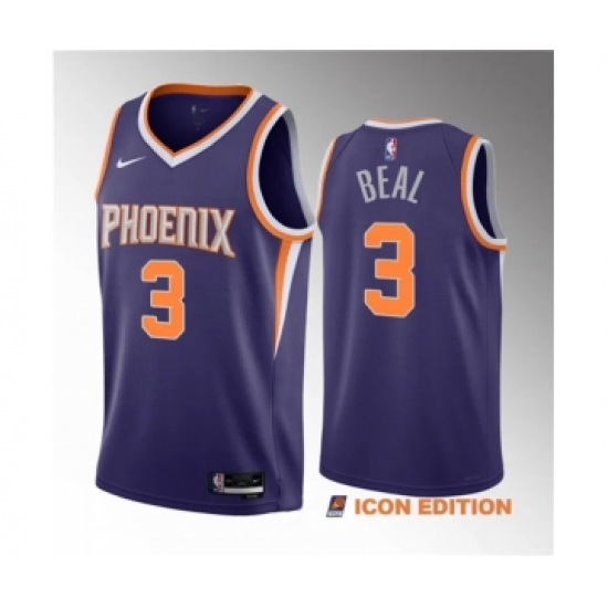 Men's Phoenix Suns #3 Bradley Beal Purple Icon Edition Stitched Basketball Jersey - Ujersey
