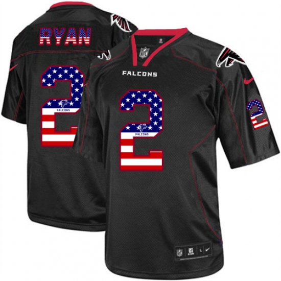 Men's Nike Atlanta Falcons #2 Matt Ryan Elite Black USA Flag Fashion NFL Jersey - Ujersey