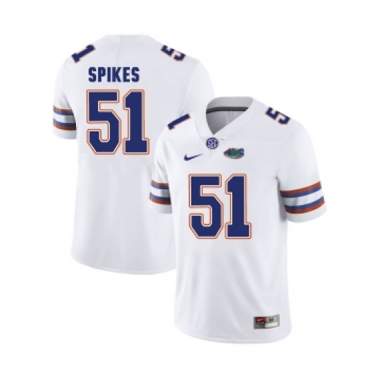 Florida Gators 51 Brandon Spikes White College Football Jersey - Ujersey
