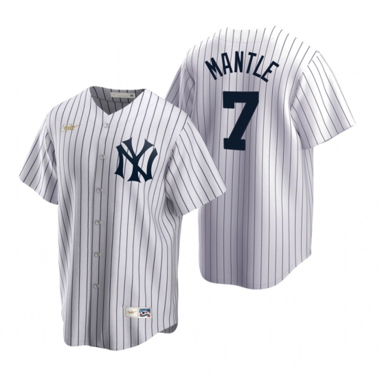Men's Nike New York Yankees #7 Mickey Mantle White Cooperstown Collection Home Stitched Baseball Jersey - Ujersey