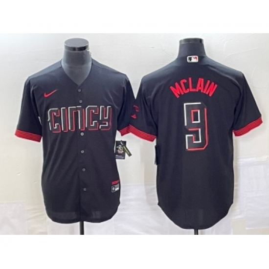 Men's Cincinnati Reds #9 Matt McLain Black 2023 City Connect Cool Base Stitched Jersey - ujerseystore