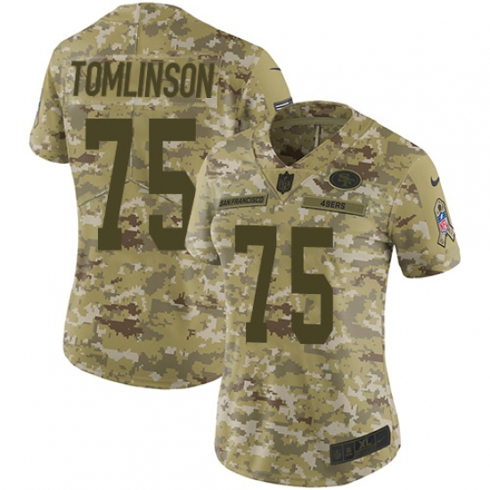 Women's Nike San Francisco 49ers #75 Laken Tomlinson Limited Camo 2018 Salute to Service NFL Jersey - Ujersey