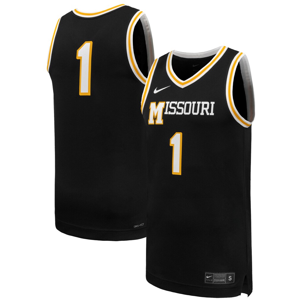 Men's Nike #1 Black Missouri Tigers Replica Basketball Jersey - U-jersey