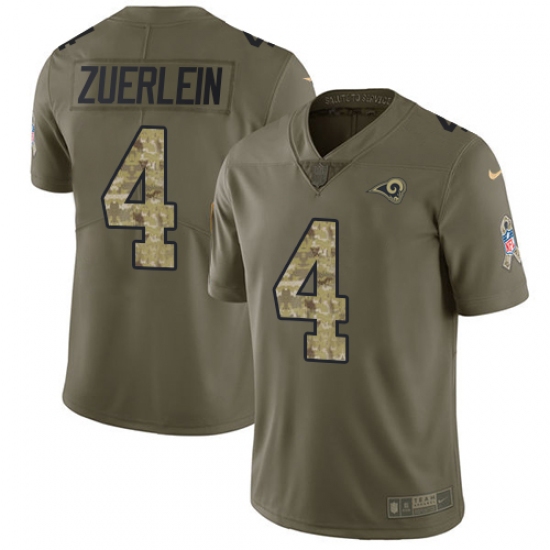 Men's Nike Los Angeles Rams #4 Greg Zuerlein Limited Olive/Camo 2017 Salute to Service NFL Jersey - Ujersey
