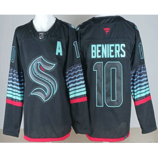 Men's Seattle Kraken #10 Matty Beniers Black Alternate Authentic Jersey - Ujersey