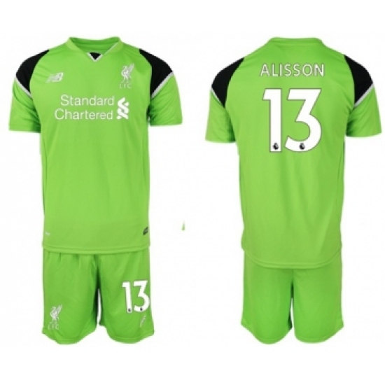Liverpool #13 Alisson Green Goalkeeper Soccer Club Jersey