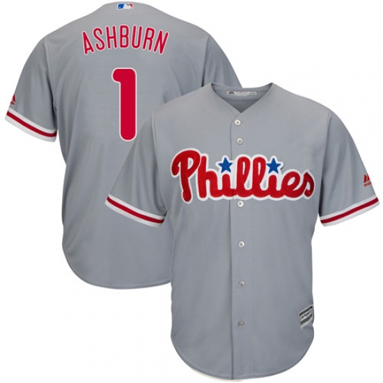 Men's Majestic Philadelphia Phillies #1 Richie Ashburn Replica Grey Road Cool Base MLB Jersey - Ujersey