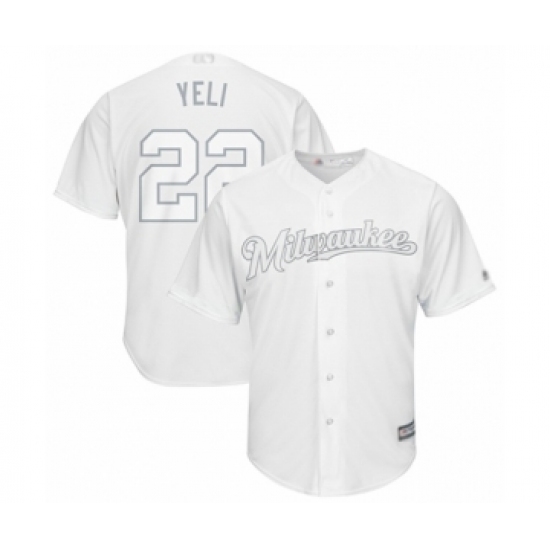 Men's Milwaukee Brewers #22 Christian Yelich  Yeli  Authentic White 2019 Players Weekend Baseball Jersey - Ujersey