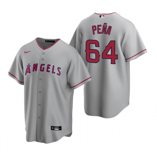 Men's Nike Los Angeles Angels #64 Felix Pena Gray Road Stitched Baseball Jersey - Ujersey
