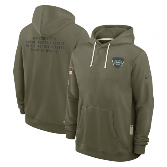 Men's New York Jets Olive 2025 Salute to Service Pullover Hoodie - Ujersey