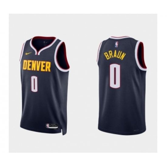 Men's Denver Nuggets #0 Christian Braun Navy 2022 Icon Edition Stitched Jersey - Ujersey