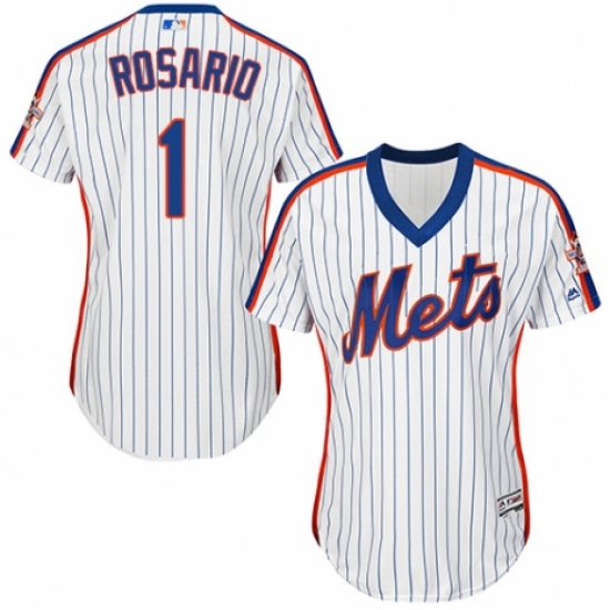 Women's Majestic New York Mets #1 Amed Rosario Authentic White Alternate Cool Base MLB Jersey