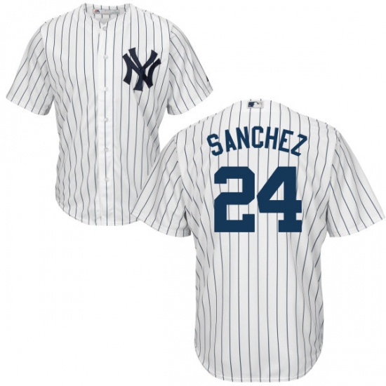 Youth Majestic New York Yankees #24 Gary Sanchez Authentic White Home MLB Jersey - Ujersey