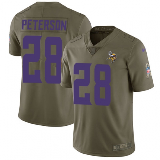 Men's Nike Minnesota Vikings #28 Adrian Peterson Limited Olive 2017 Salute to Service NFL Jersey - Ujersey