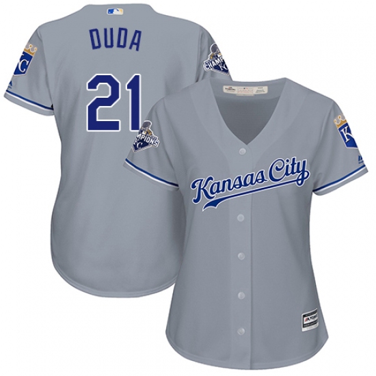 Women's Majestic Kansas City Royals #21 Lucas Duda Replica Grey Road Cool Base MLB Jersey - Ujersey