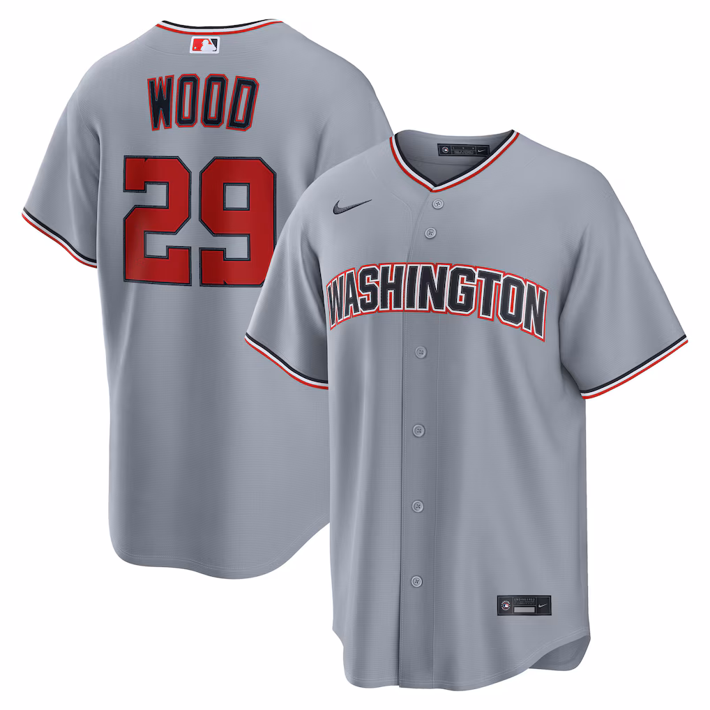 Men's Washington Nationals James Wood Nike Gray Road Replica Jersey - Vujersey Los Angeles Rams
