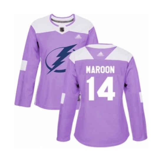Women's Tampa Bay Lightning #14 Patrick Maroon Authentic Purple Fights Cancer Practice Hockey Jersey - Ujersey