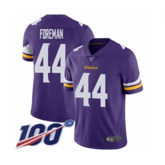 Men's Minnesota Vikings #44 Chuck Foreman Purple Team Color Vapor Untouchable Limited Player 100th Season Football Jersey - Ujersey
