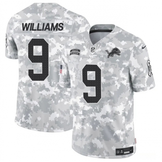 Men's Detroit Lions #9 Jameson Williams 2024 F.U.S.E Arctic Camo Salute To Service Limited Stitched Football Jersey - Ujersey