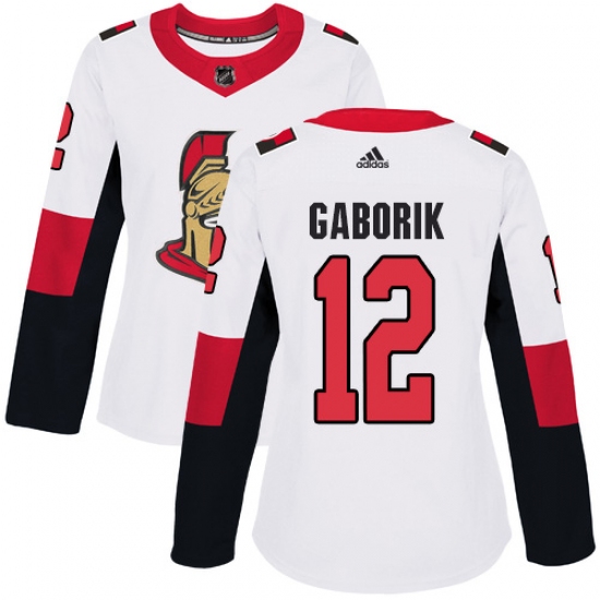 Women's Adidas Ottawa Senators #12 Marian Gaborik Authentic White Away NHL Jersey - Ujersey