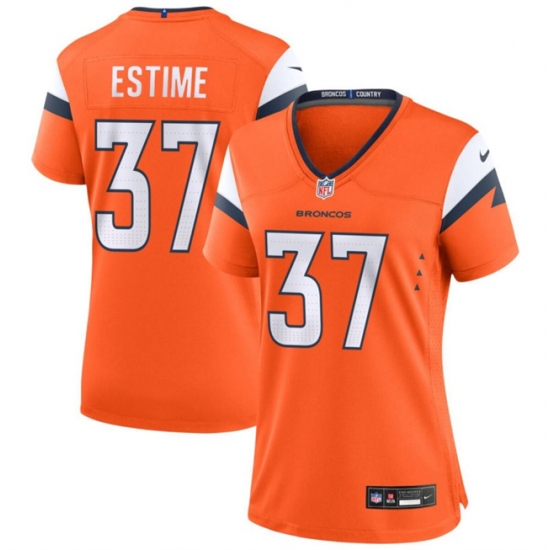 Women's Denver Broncos #37 Audric Estime Orange 2024 Football Stitched Jersey(Run Small) - Ujersey