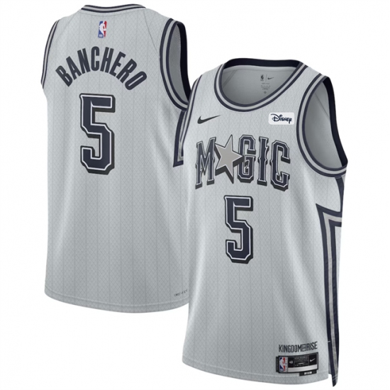 Men's Orlando Magic #5 Paolo Banchero Silver 2024-25 City Edition Stitched Basketball Jersey - ujerseystore