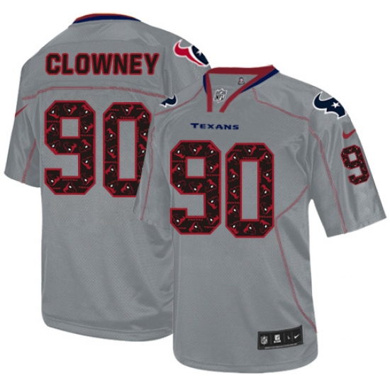 Men's Nike Houston Texans #90 Jadeveon Clowney Elite New Lights Out Grey NFL Jersey - Ujersey