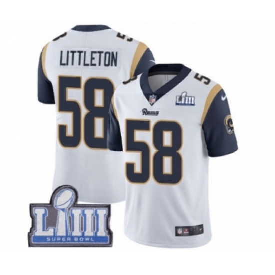 Men's Nike Los Angeles Rams #58 Cory Littleton White Vapor Untouchable Limited Player Super Bowl LIII Bound NFL Jersey - Ujersey
