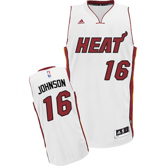 Men's Adidas Miami Heat #16 James Johnson Swingman White Home NBA Jersey - Ujersey