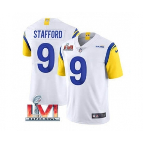 Men's Los Angeles Rams #9 Matthew Stafford White 2022 Super Bowl LVI Vapor Limited Stitched Jersey - Ujersey